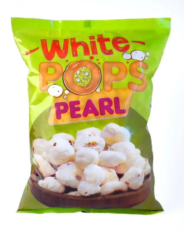 White Pops Pearl Makhana Foxnuts Gorgon nut Gluten Free Vegan Snacks Healthy Diet Immunity Booster Snacks Water Lily pops, Pearl Makhana or Foxnut Pack of 2 (500 gm)