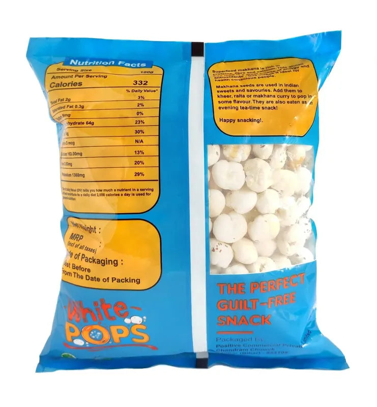 White Pops Gems Makhana Foxnuts Gorgon nut Gluten Free Vegan Snacks Healthy Diet Immunity Booster Snacks Water Lily pops, Gems Makhana or Foxnut Pack of 2 (500 gm)