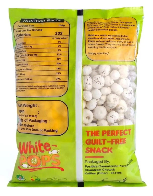 White Pops Pearl Makhana Foxnuts Gorgon nut Gluten Free Vegan Snacks Healthy Diet Immunity Booster Snacks Water Lily pops, Pack of Pearl Makhana or Foxnut Pack of 3 (750 gm)