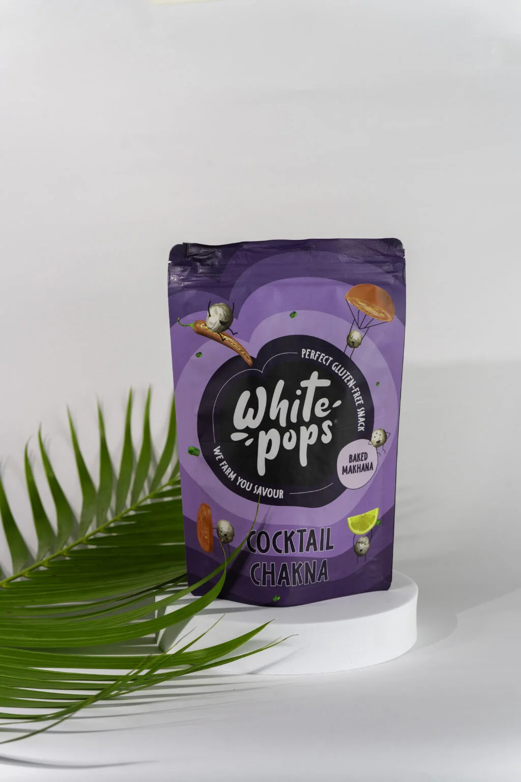 White Pops Crunchy, Healthy, Tasty Cocktail Chakna Flavored Baked Makhana Fox Nut (35 g)