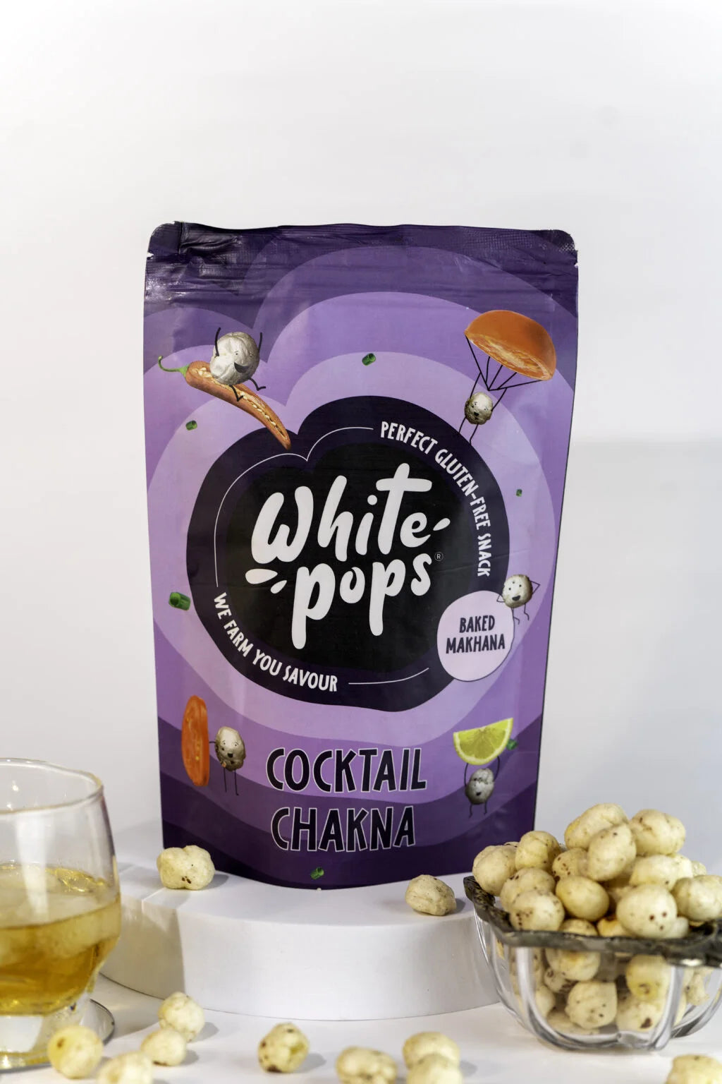 White Pops Crunchy, Healthy, Tasty Cocktail Chakna Flavored Baked Makhana Fox Nut (35 g)