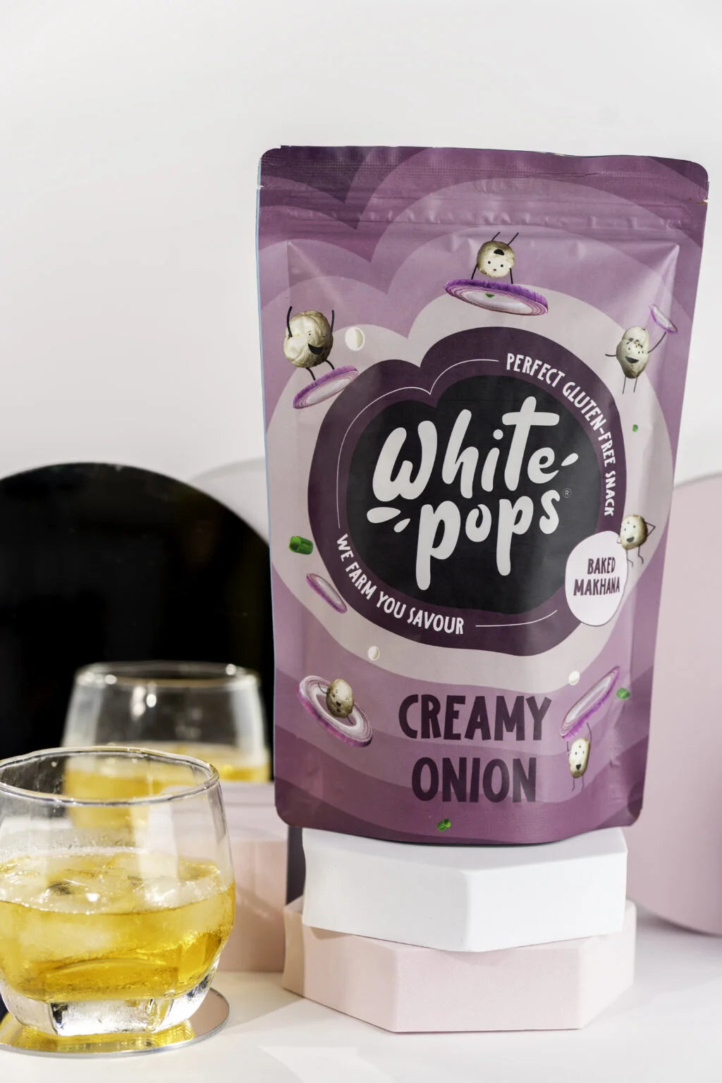 White Pops Crunchy, Healthy, Tasty Creamy Onion Flavored Baked Makhana Combo Fox Nut (2 x 35 g)