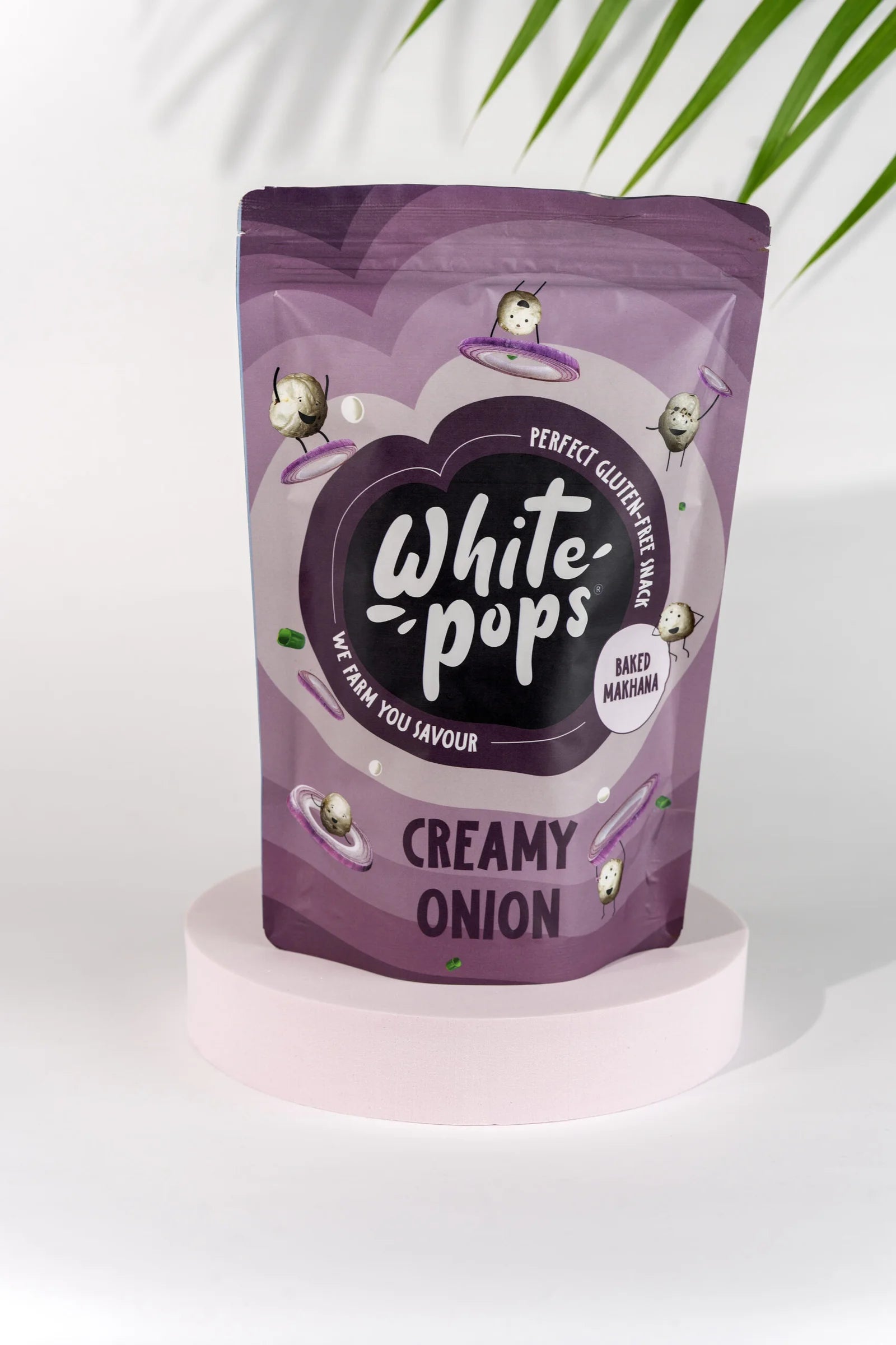 White Pops Crunchy, Healthy, Tasty Creamy Onion Flavored Baked Makhana Fox Nut (35 g)