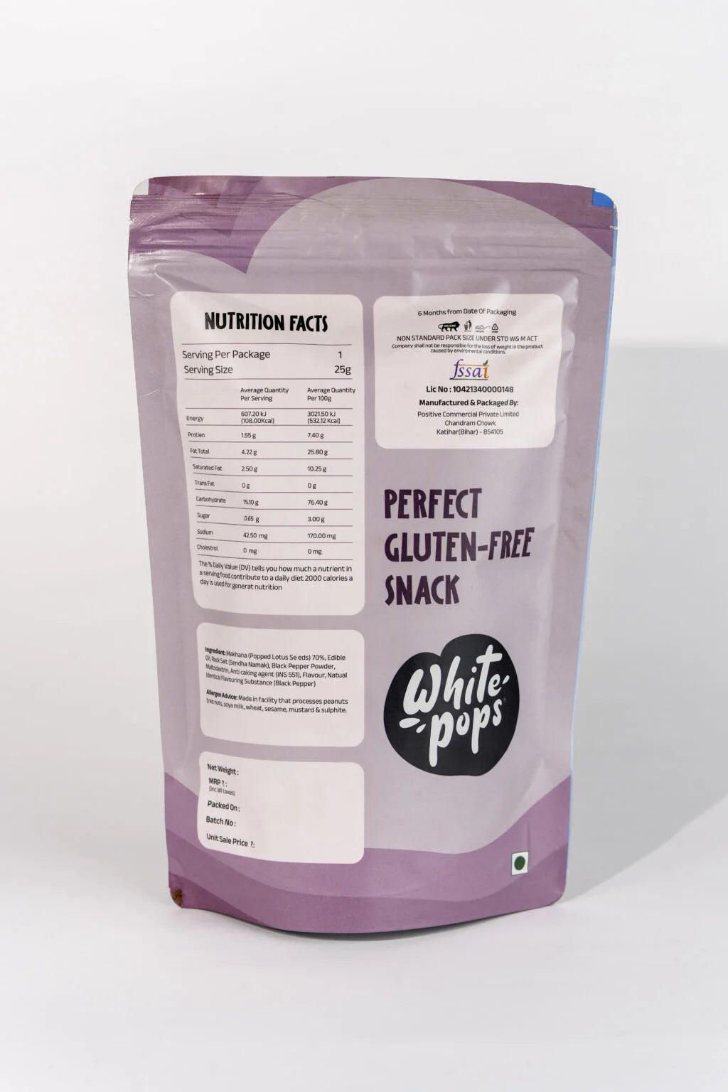 White Pops Crunchy, Healthy, Tasty Creamy Onion Flavored Baked Makhana Fox Nut (35 g)
