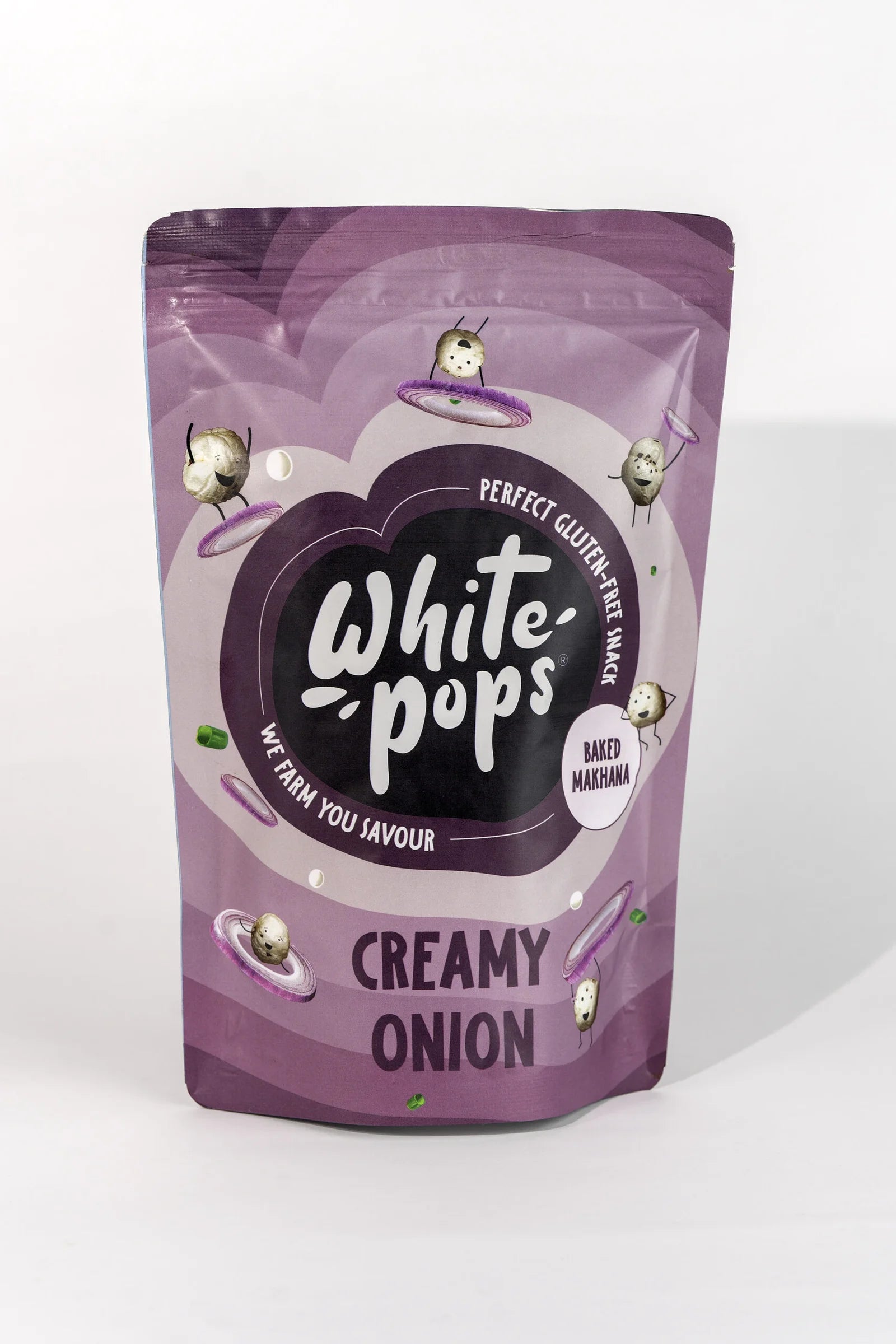 White Pops Crunchy, Healthy, Tasty Creamy Onion Flavored Baked Makhana Fox Nut (35 g)