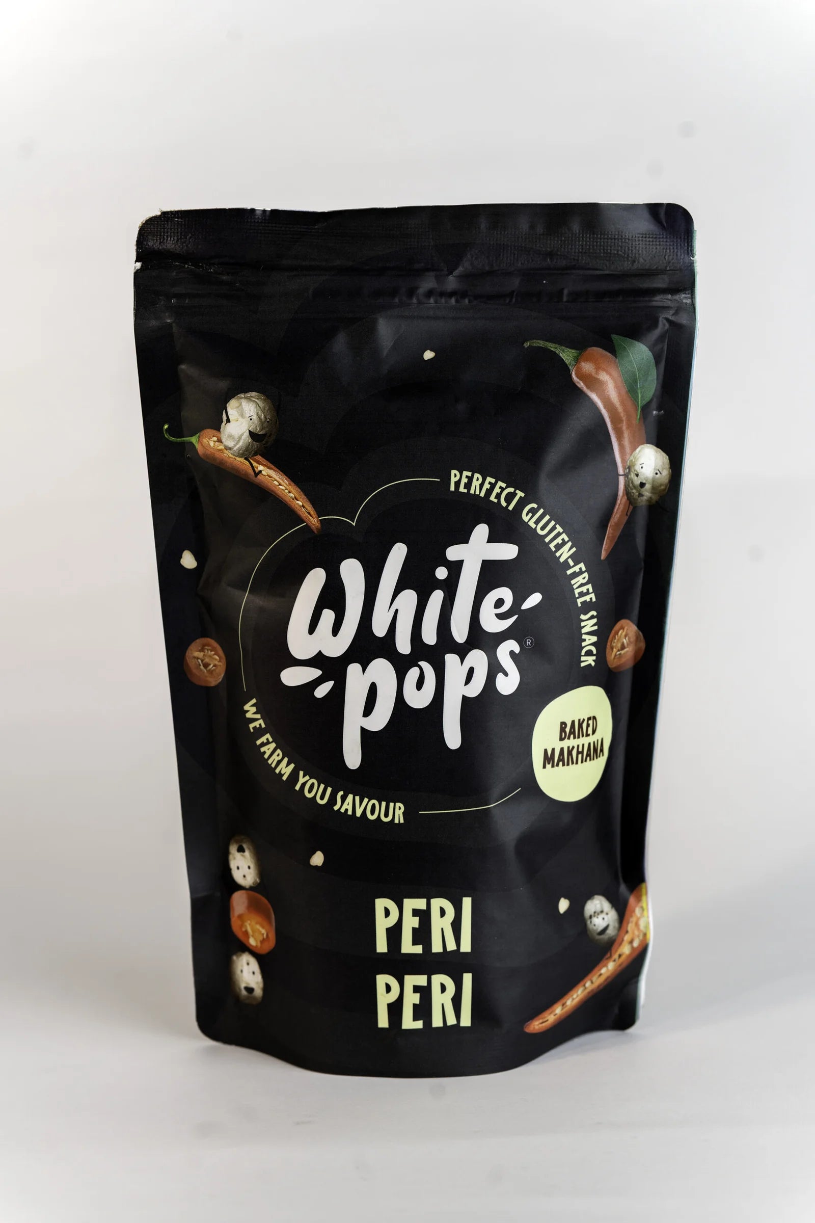 White Pops Crunchy, Healthy, Tasty Peri-Peri Flavored Baked Makhana Fox Nut (35 g)