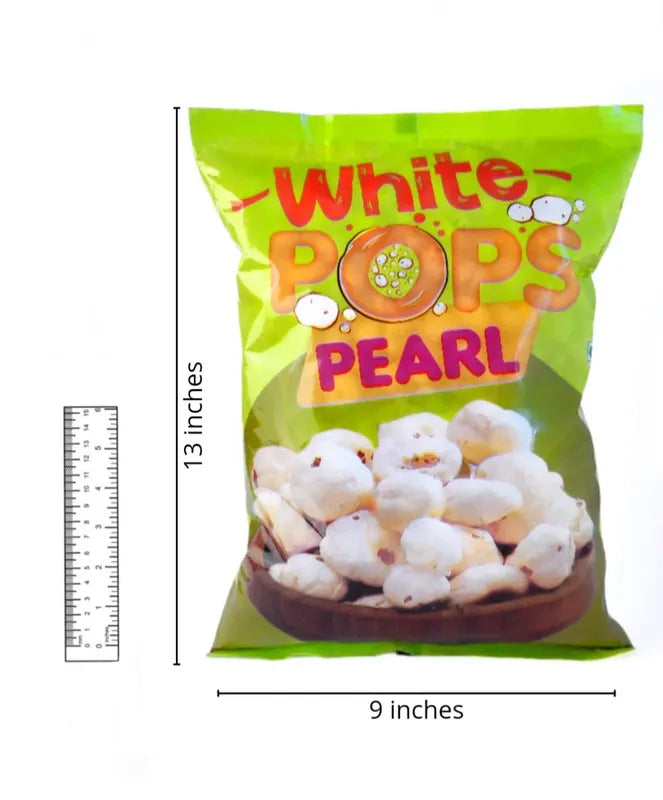 White Pops Pearl Makhana Foxnuts Gorgon nut Gluten Free Vegan Snacks Healthy Diet Immunity Booster Snacks Water Lily pops, Pearl Makhana or Foxnut Pack of 2 (500 gm)