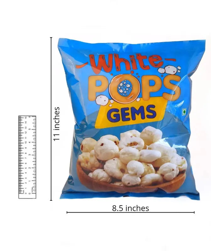 White Pops Gems Makhana Foxnuts Gorgon nut Gluten Free Vegan Snacks Healthy Diet Immunity Booster Snacks Water Lily pops, Gems Makhana or Foxnut Pack of 2 (500 gm)