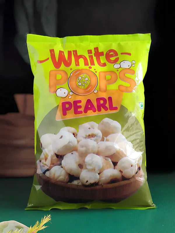 White Pops Pearl Makhana Foxnuts Gorgon nut Gluten Free Vegan Snacks Healthy Diet Immunity Booster Snacks Water Lily pops, Pearl Makhana or Foxnut Pack of 2 (500 gm)
