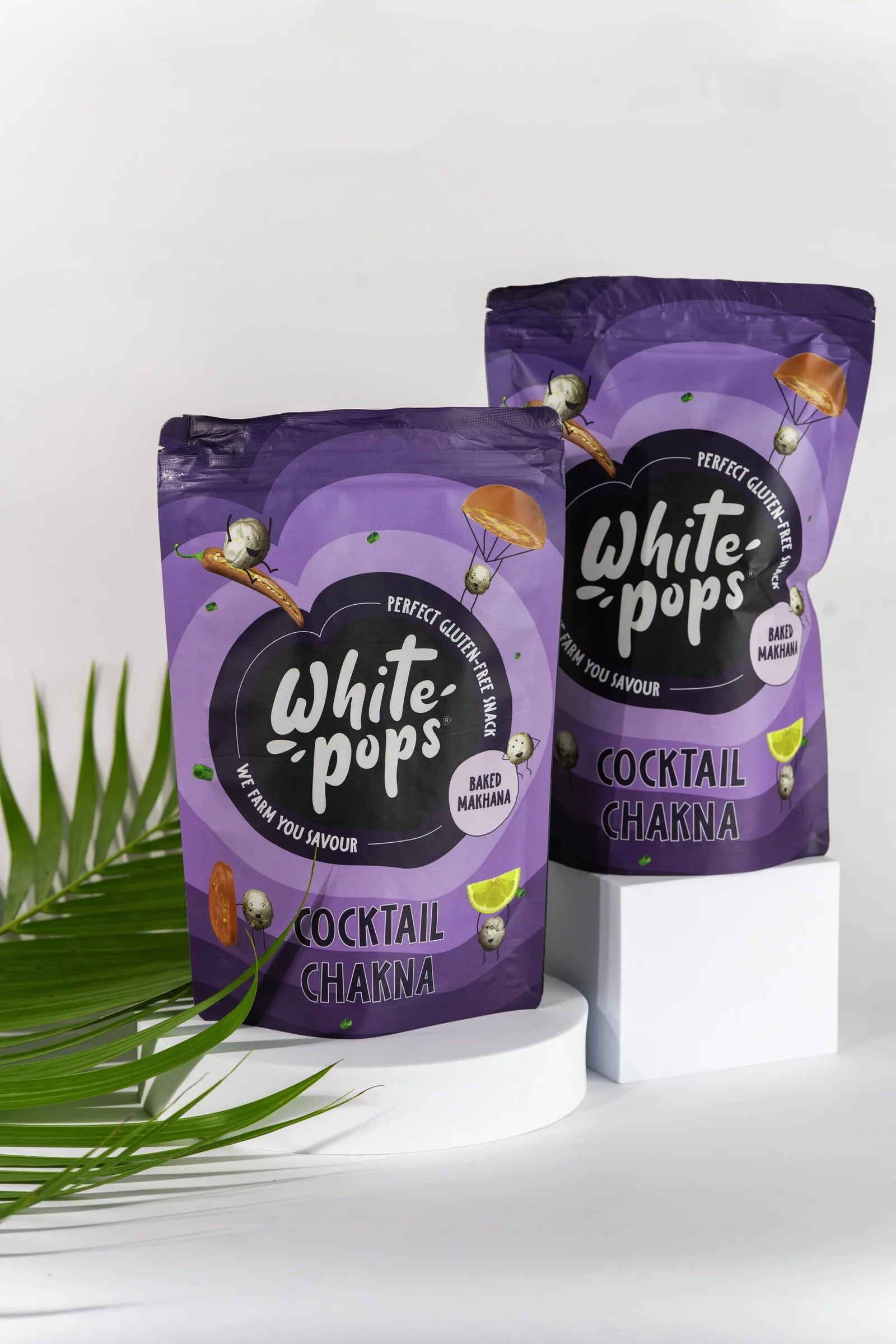 White Pops Crunchy, Healthy, Tasty Cocktail Chakna Flavored Baked Makhana Combo Fox Nut (2 x 35 g)