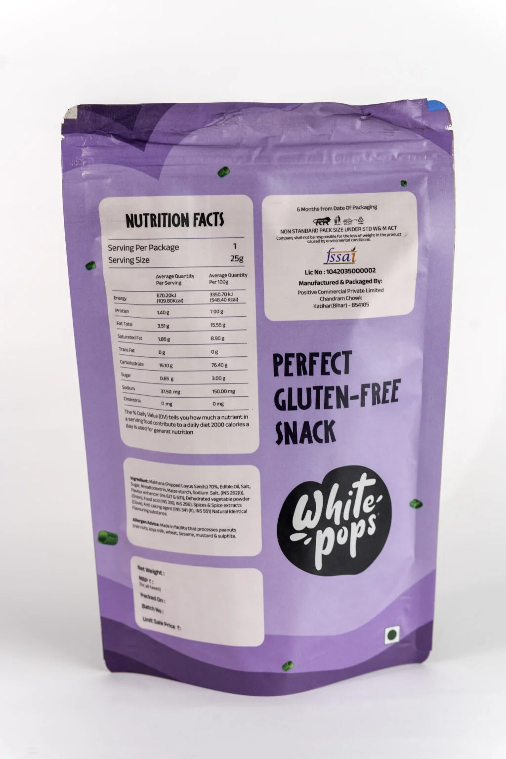 White Pops Crunchy, Healthy, Tasty Cocktail Chakna Flavored Baked Makhana Combo Fox Nut (2 x 35 g)