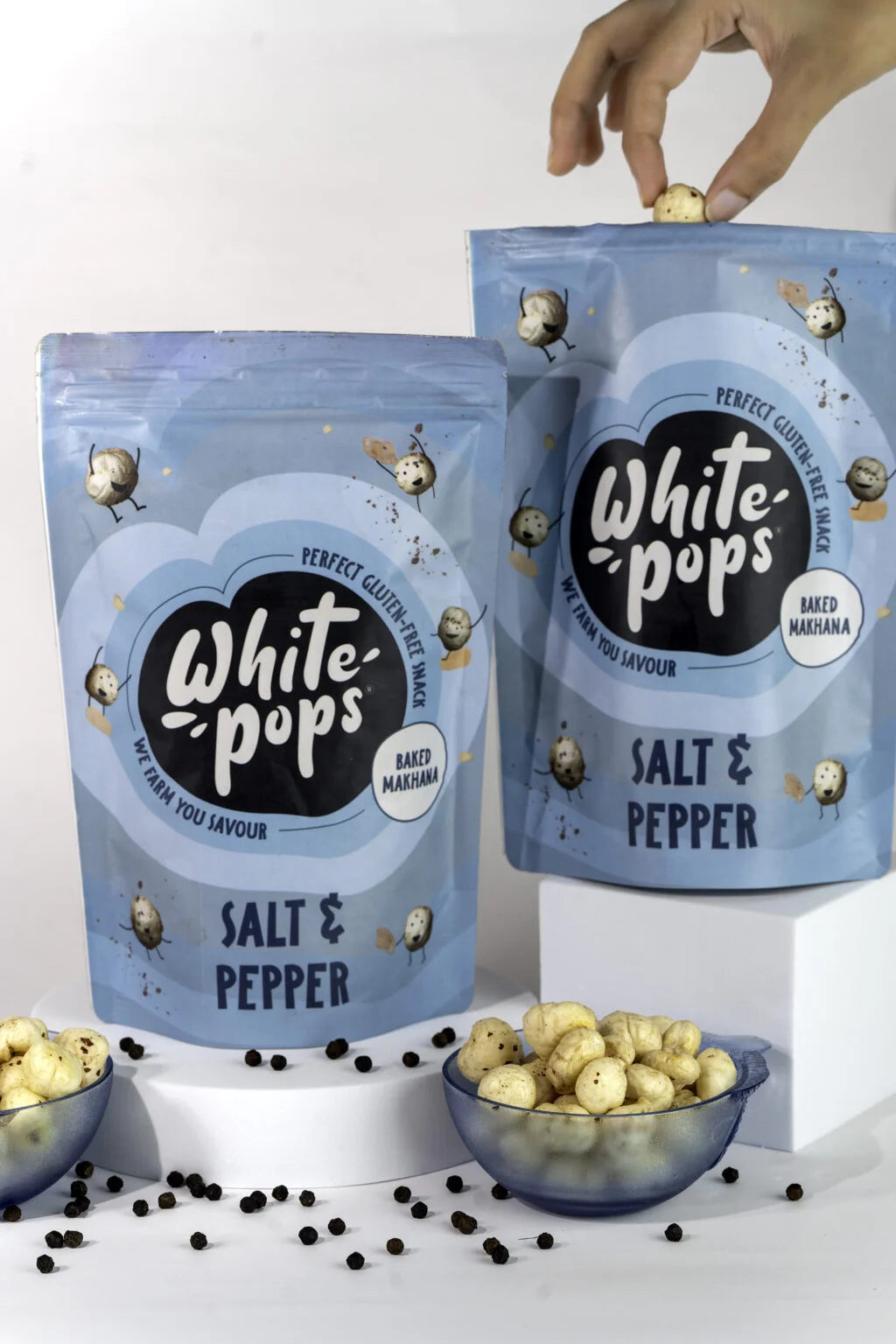White Pops Crunchy, Healthy, Tasty Salt-Pepper Flavored Baked Makhana Combo Fox Nut (2 x 35 g)