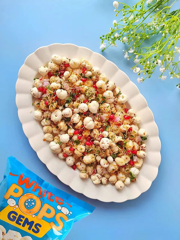White Pops Gems Makhana Foxnuts Gorgon nut Gluten Free Vegan Snacks Healthy Diet Immunity Booster Snacks Water Lily pops, Gems Makhana or Foxnut Pack of 2 (500 gm)