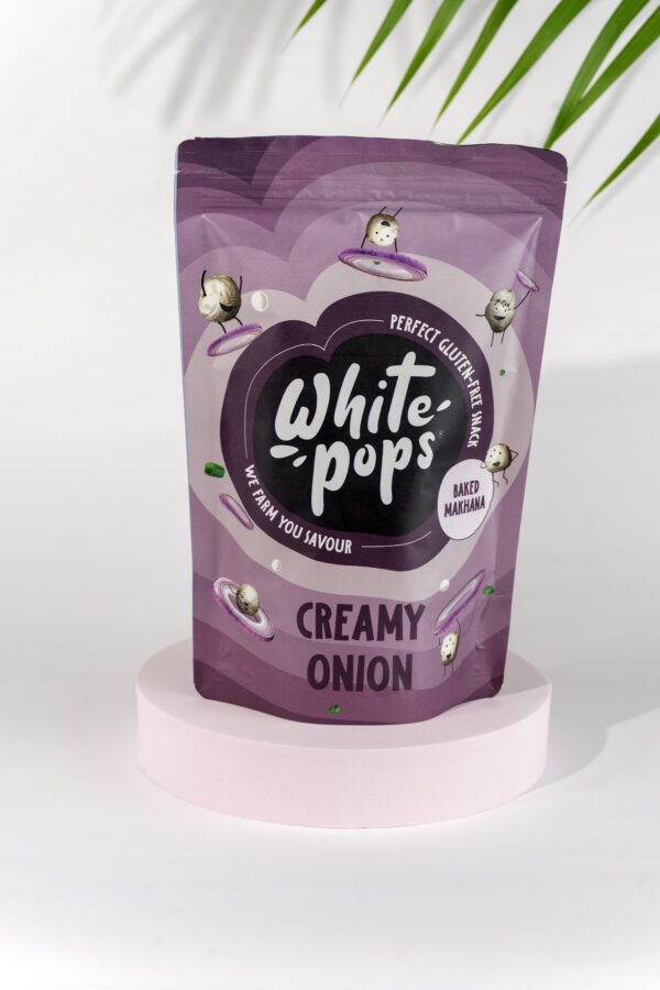White Pops Crunchy, Healthy, Tasty Creamy Onion Flavored Baked Makhana Fox Nut (35 g)