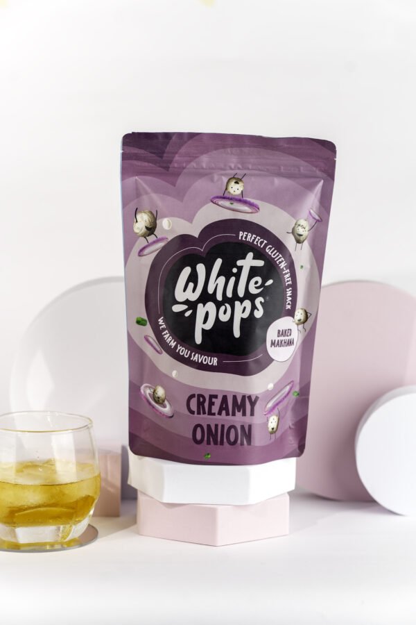 White Pops Crunchy, Healthy, Tasty Creamy Onion Flavored Baked Makhana Combo Fox Nut (2 x 35 g) - Image 2