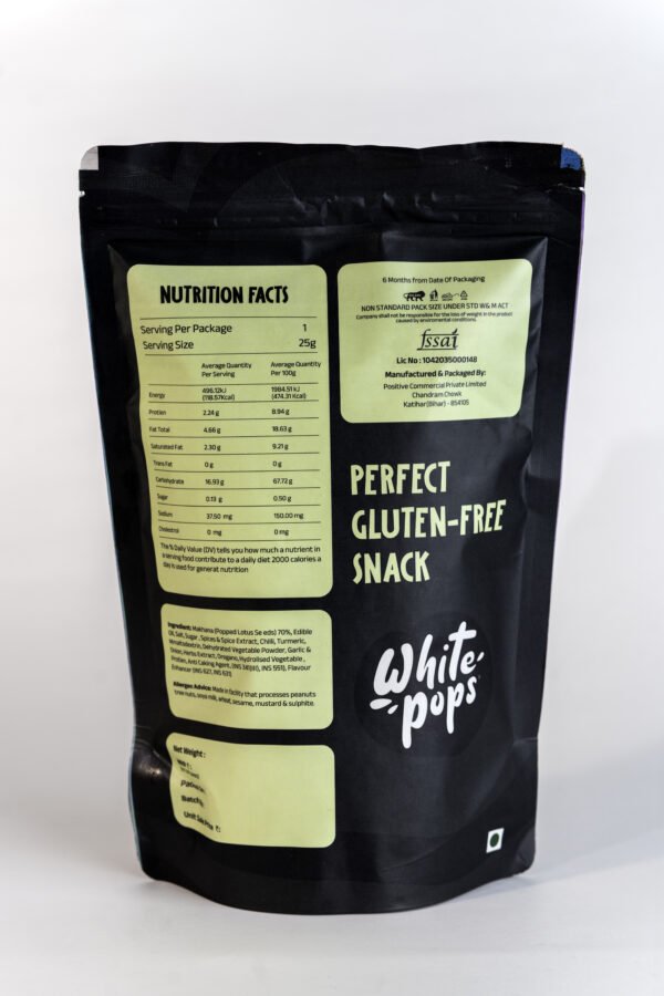 White Pops Crunchy, Healthy, Tasty Peri-Peri Flavored Baked Makhana Fox Nut (35 g) - Image 3