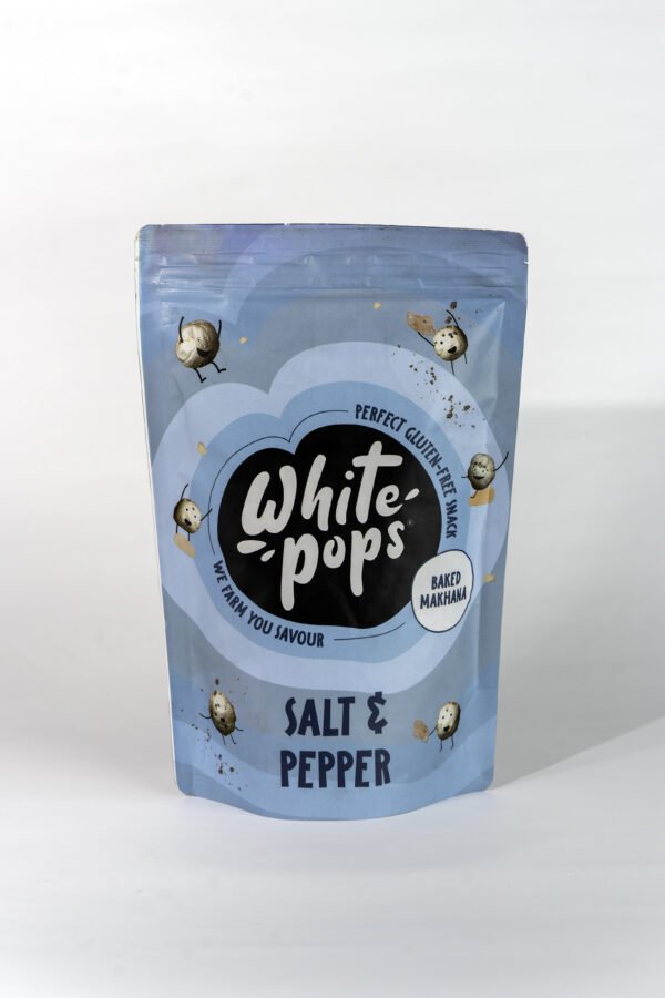 White Pops Crunchy, Healthy, Tasty Salt-Pepper Flavored Baked Makhana Fox Nut (35 g)
