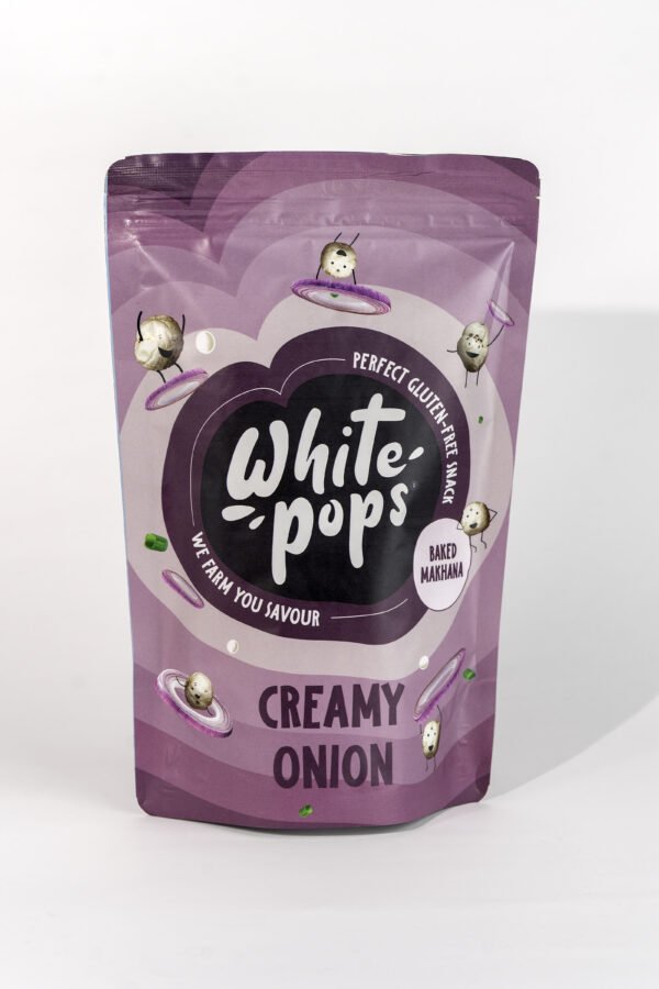 White Pops Crunchy, Healthy, Tasty Creamy Onion Flavored Baked Makhana Fox Nut (35 g) - Image 3