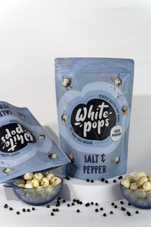 White Pops Crunchy, Healthy, Tasty Salt-Pepper Flavored Baked Makhana Combo Fox Nut (2 x 35 g) - Image 4